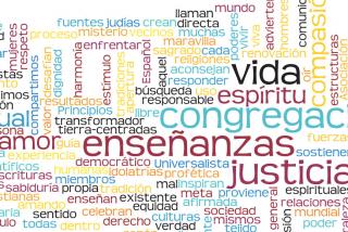 Multicolored mosaic made with words of the seven Principles in Spanish, created with Wordle.